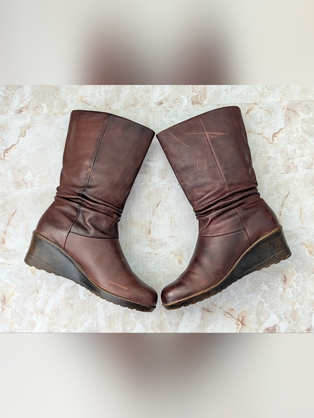 Keen Kate Slouch Women’s Brown Leather Mid Calf Wedge Boots Size US 9 - Picture 9 of 15